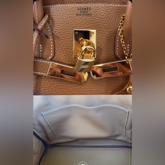 Authentic HERMES BIRKIN 35 natural brown Togo leather gold hardware with charm - Picture 10 of 16